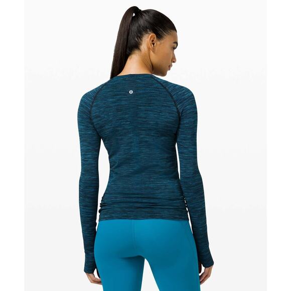 LULULEMON Swiftly Tech Long Sleeve Prism Stripe Turquoise Tide Multi Women's 6 - Picture 4 of 15
